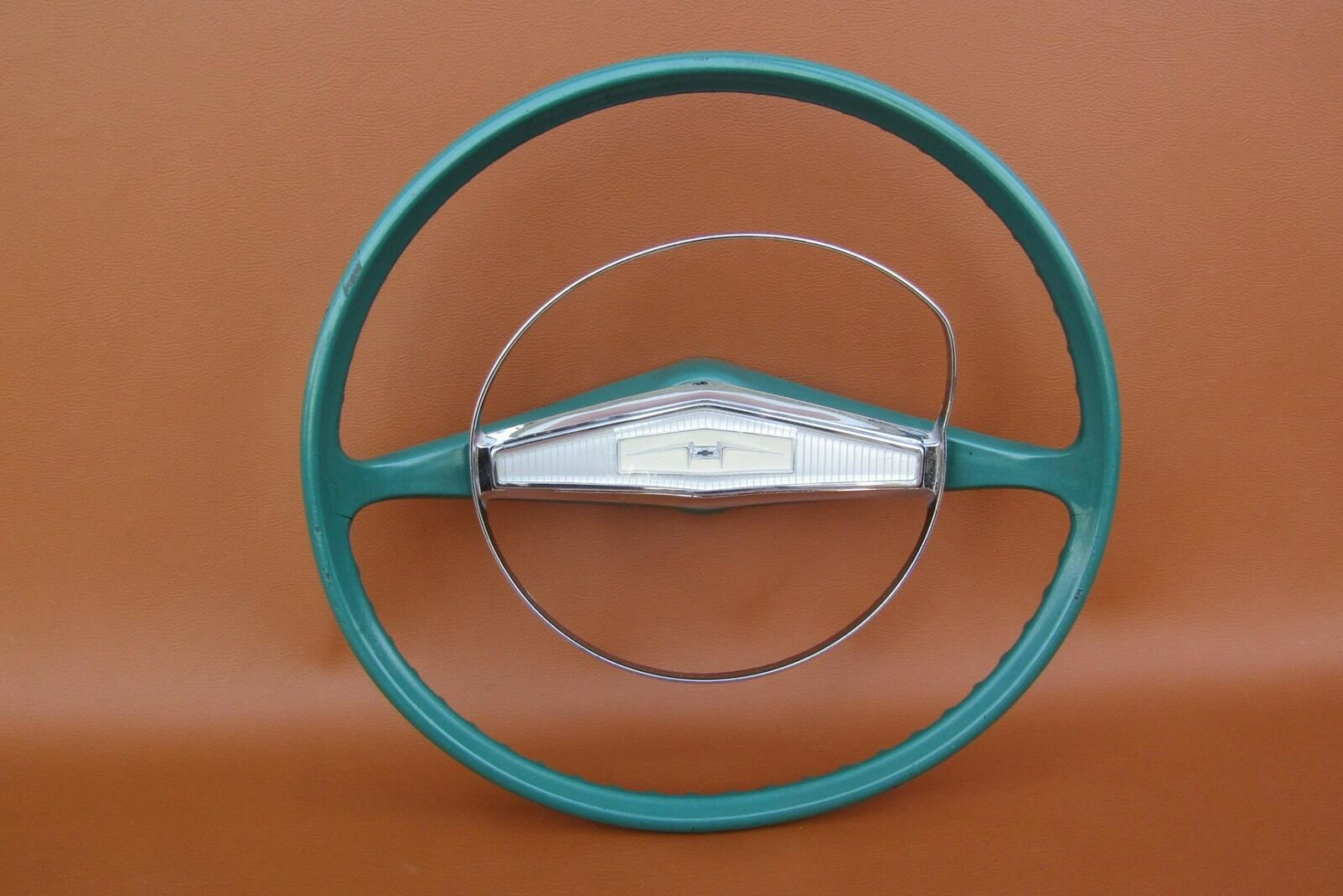 1958 Chevy Biscayne Del Ray Yeoman Nice Orig Green GM Steering Wheel & Horn Cap