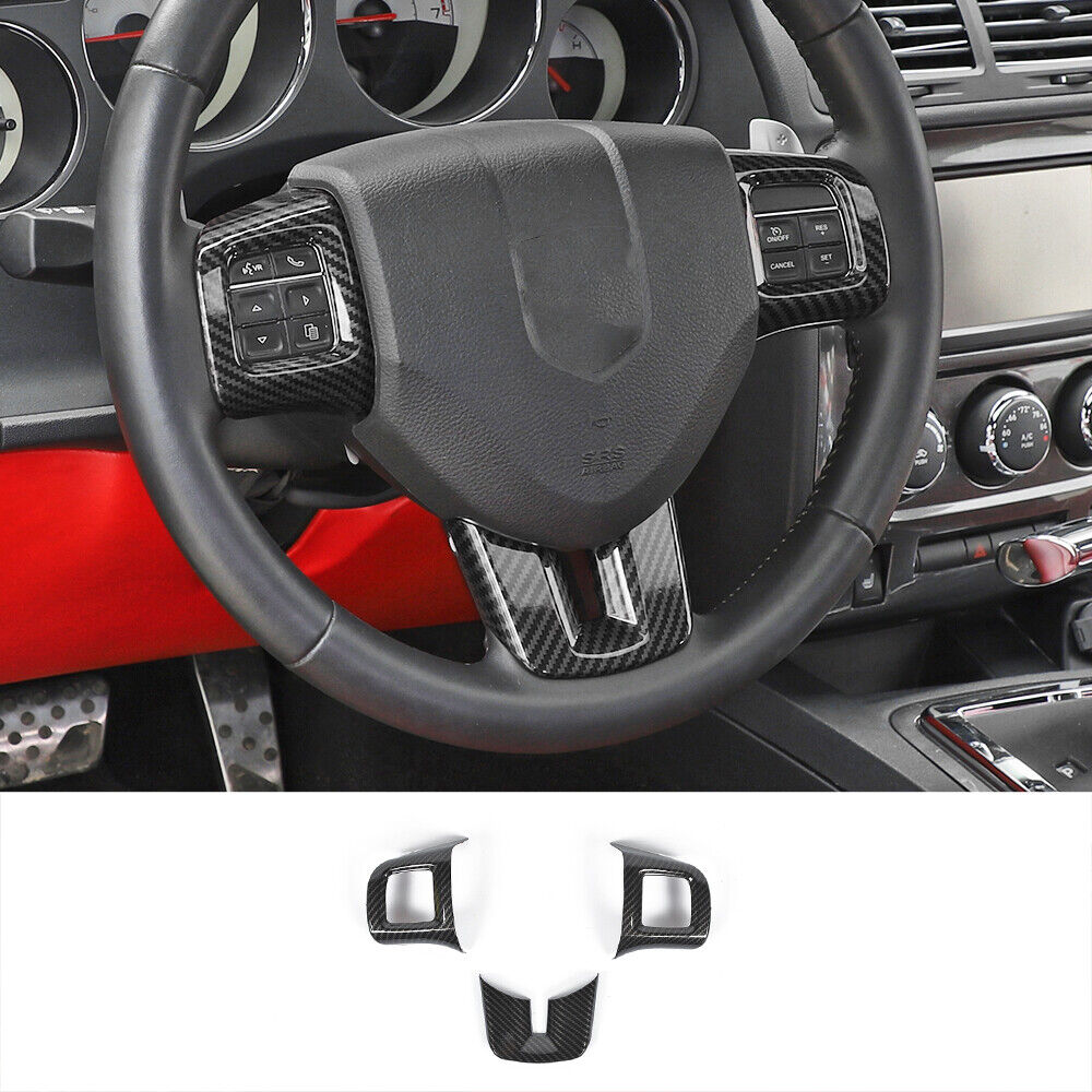 Steering Wheel Cover Trim for Dodge Charger Durango 2009-2014 Dart Carbon Fiber