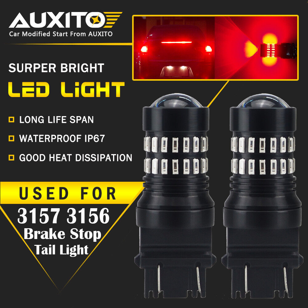 2X AUXITO 3157 3156 Turn Signal Brake Tail Light Bulb Super Red LED 48H For Ford