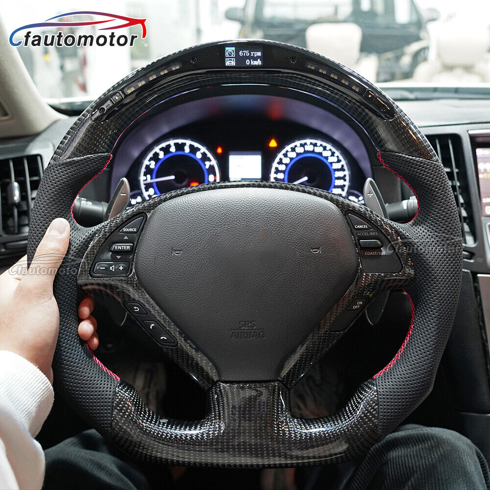 Carbon Fiber Leather LED Steering Wheel For Infiniti G37 GX37 with Trim