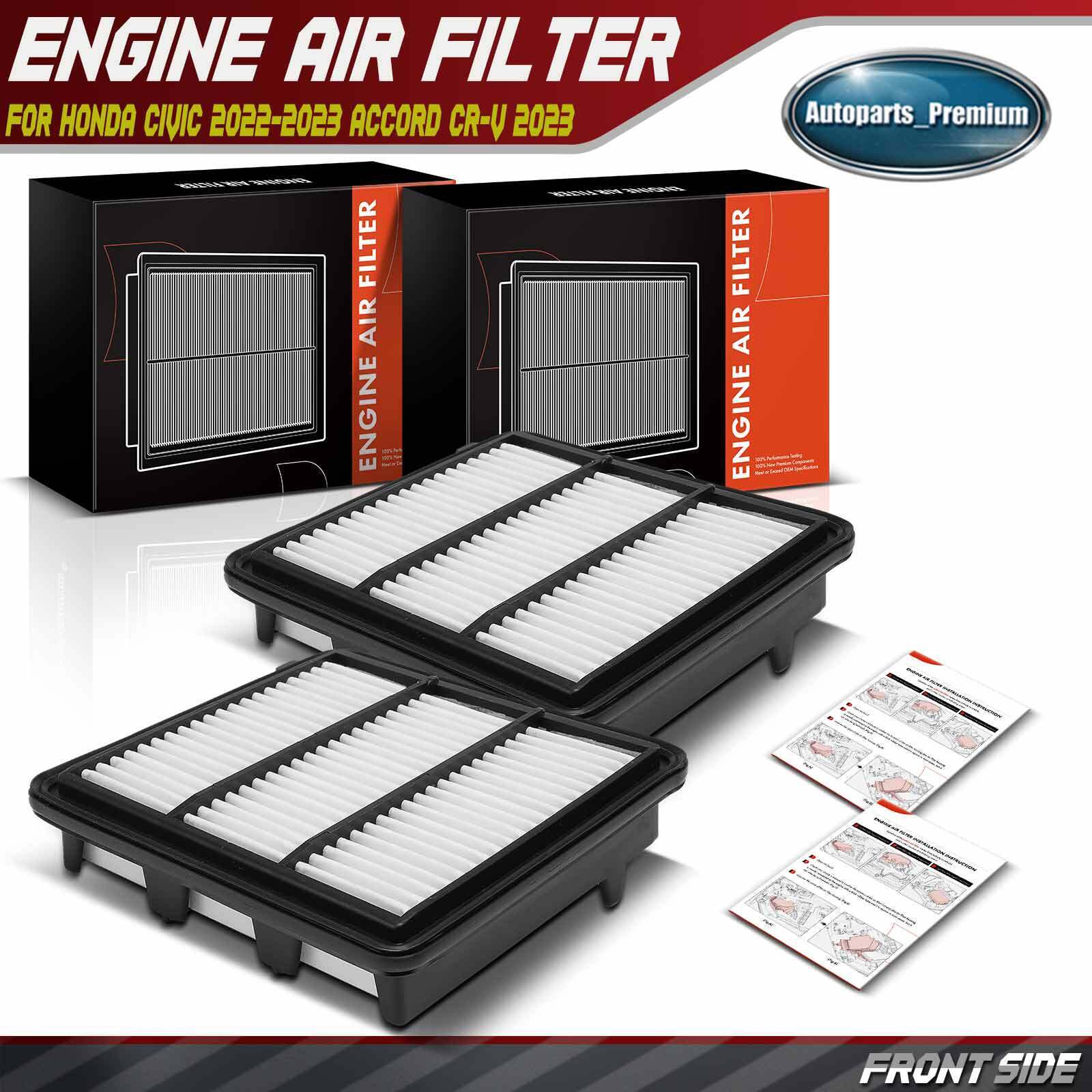 2x Front Engine Air Filter for Honda Civic 2022 2023 Accord CR-V Acura L4 1.5L