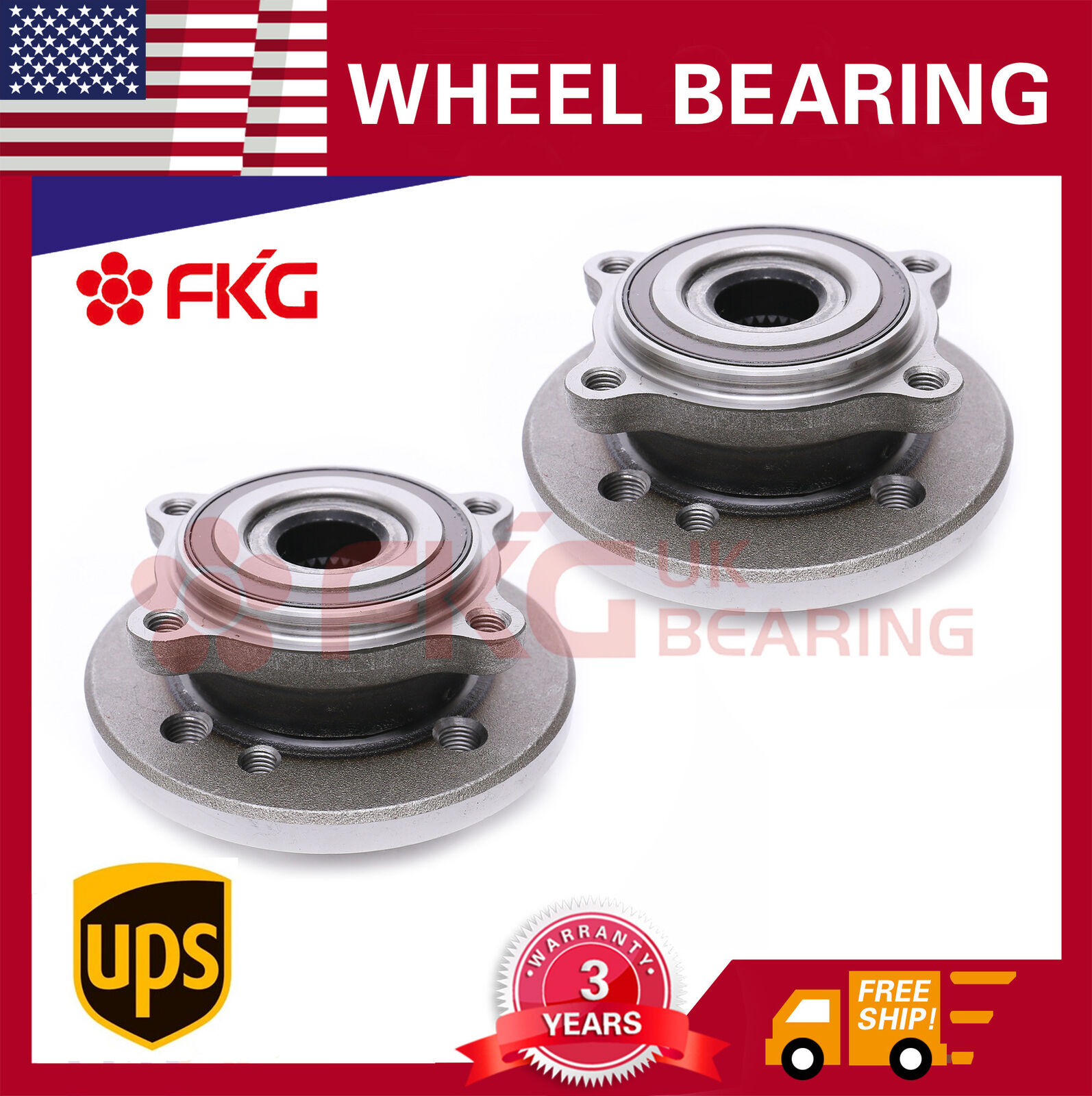 For 2002-2006 Mini Cooper 1.6L w/ABS 513226 Pair (2) New Front Wheel Hub Bearing