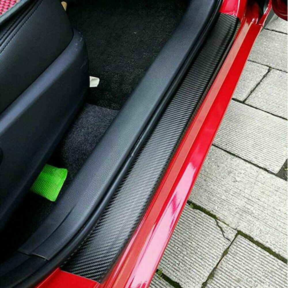 4x Auto Accessories Carbon Fiber Stickes Car Scuff Plate Door Sill Sticker 2023