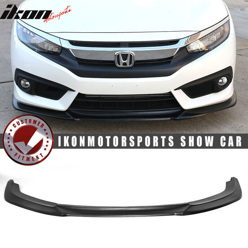 Fits 16-18 Honda Civic IKON GT Style Unpainted Front Bumper Lip Splitter PU