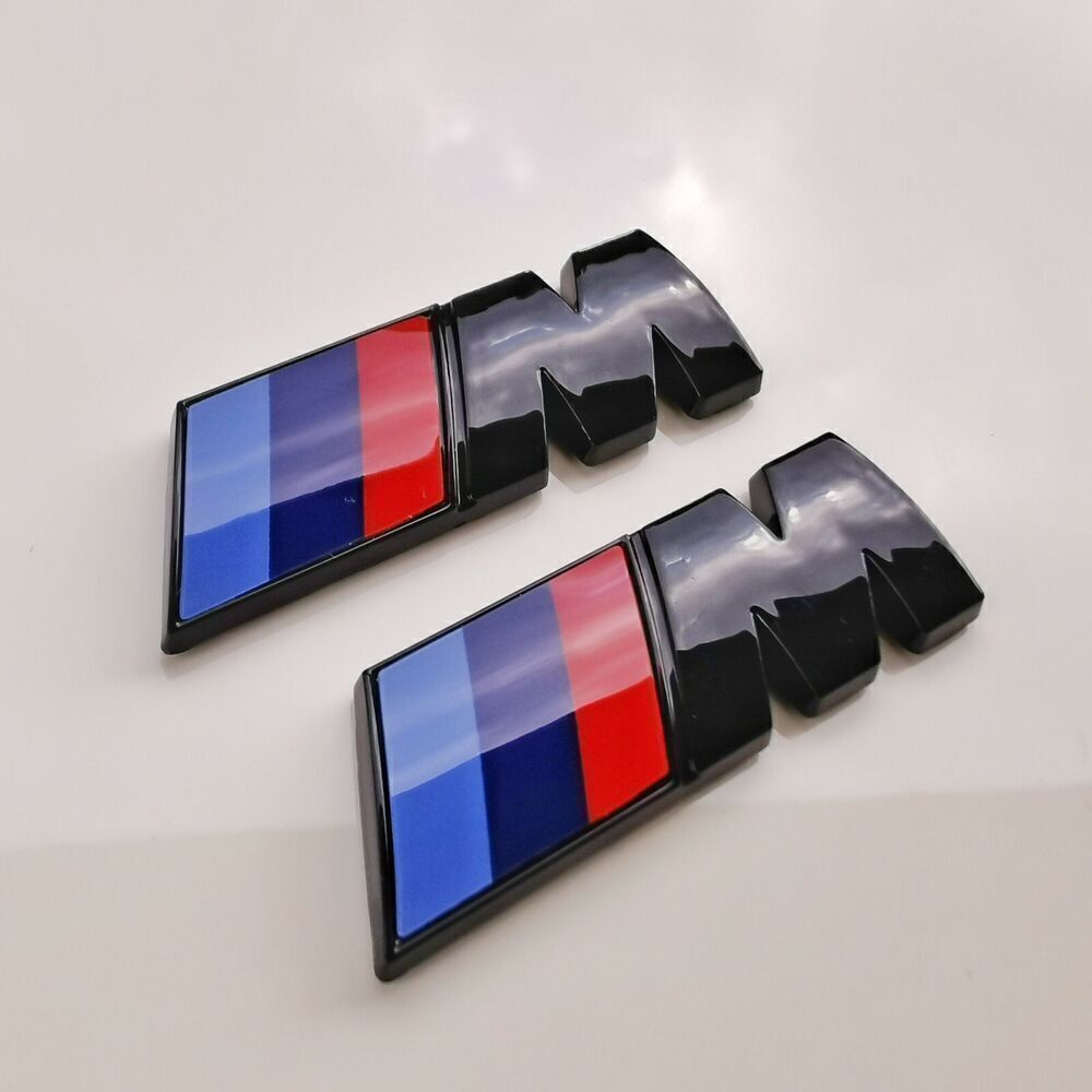 2x for BM M Series Fender Sport Nameplate Emblem Badge Car ABS Mini Gloss Black
