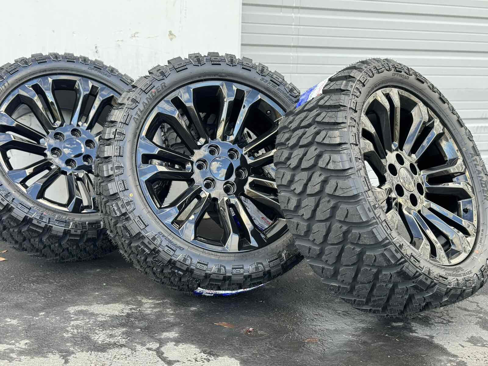 22” Black Tahoe Silverado 1500 Wheels Rims Tires Suburban GMC Sierra Yukon 33\