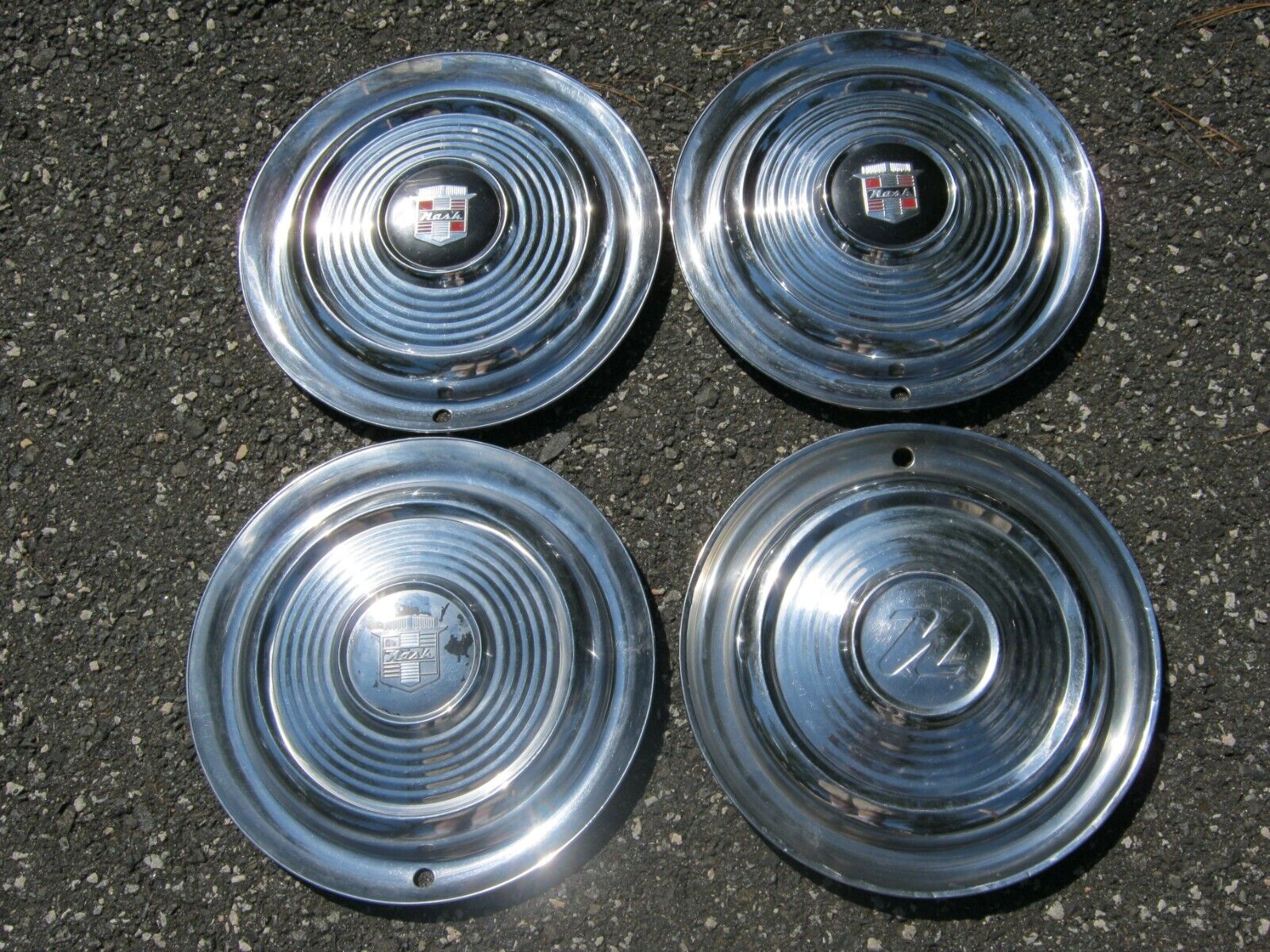 Factory 1953 to 1957 Nash Ambassador Statesman 15 inch hubcaps wheel covers
