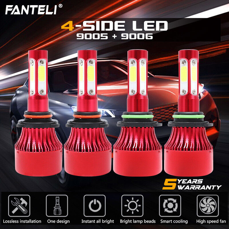 9005+9006 6000K 672000LM Combo 4-Side CREE LED Headlight Kits High Low Lamp Bulb