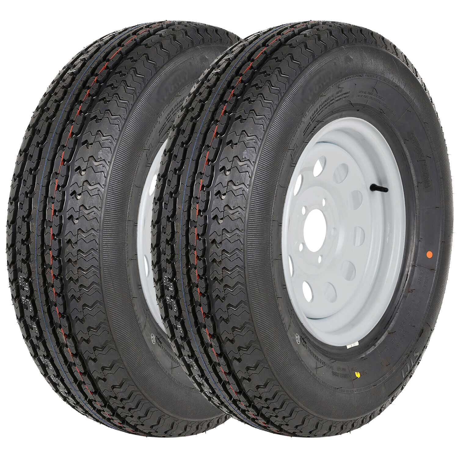 2 pack ST205/75R15 205 75R15 Radial Trailer Tire with Rim, 8-Ply Load Range D 
