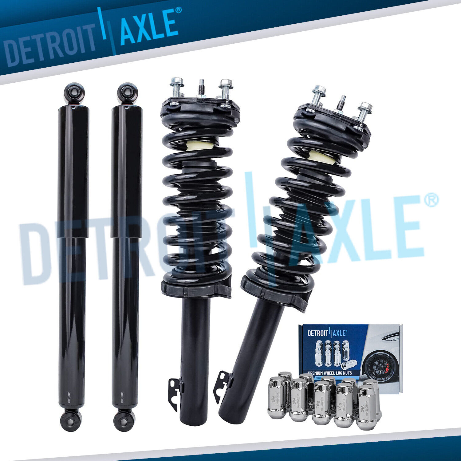Front Struts + Rear Shocks + Lugnuts for 2005-2010 Jeep Commander Grand Cherokee