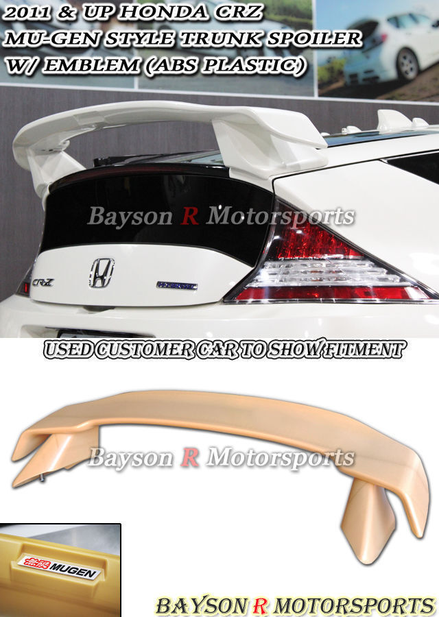 Fits 11-14 Honda CR-Z Mu-gen Style Rear Trunk Spoiler Wing (ABS) + Emblem