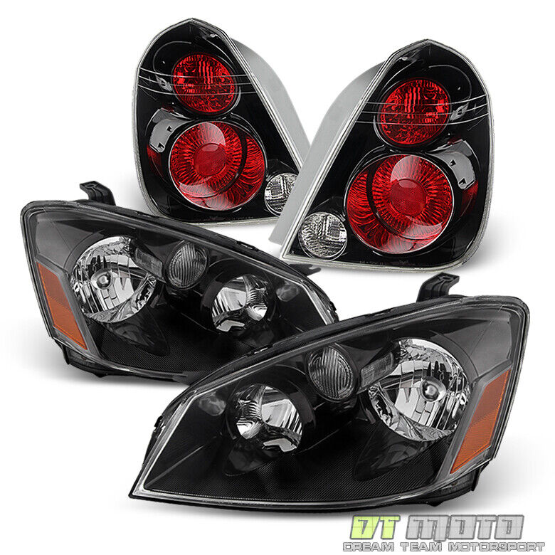 Black For 2005-2006 Altima Halogen Headlights Headlamps+Tail Lights brake Lamps