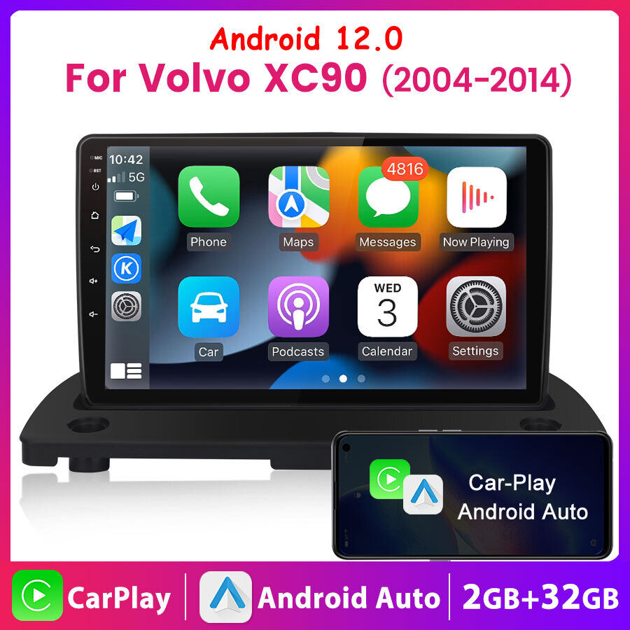 For Volvo XC90 2004-2014 Android 12 Car Radio GPS Stereo Wireless CarPlay 2+32GB