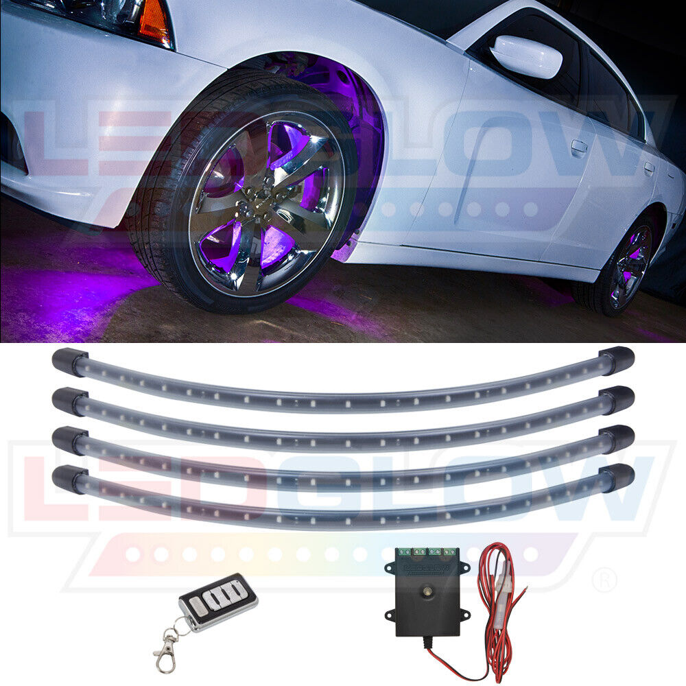 LEDGlow 84 Purple LEDs - 4pc Neon Wheel Well Fender Lights w. 24