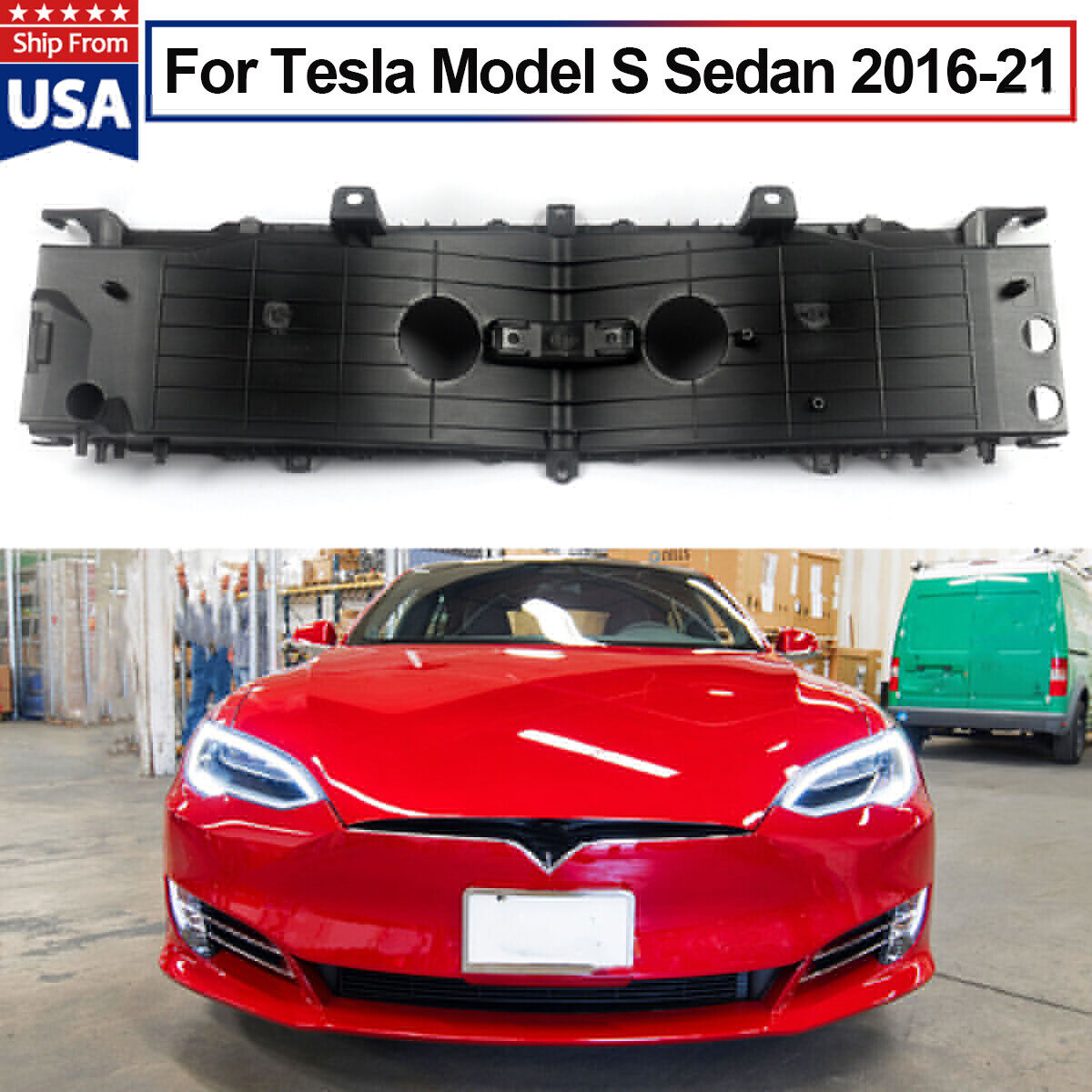 Front Center Bumper Shutter Air Intake Grille Duct For Tesla Model S 2016-2020