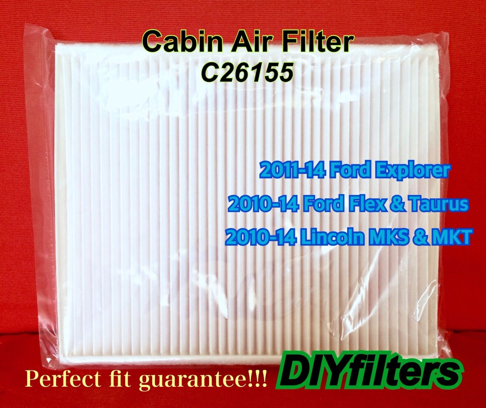 C26155 Non-Carbon AC CABIN AIR FILTER for 11-19 Explorer Flex Taurus MKS MKT