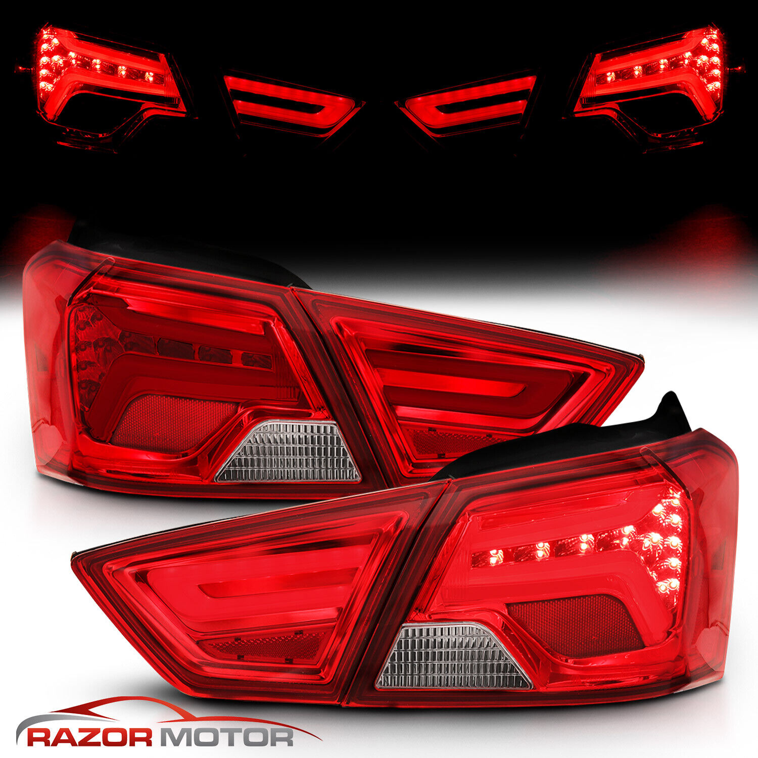 2014-2020 For Chevy Impala Sedan Red Clear LED Tail lights Pair