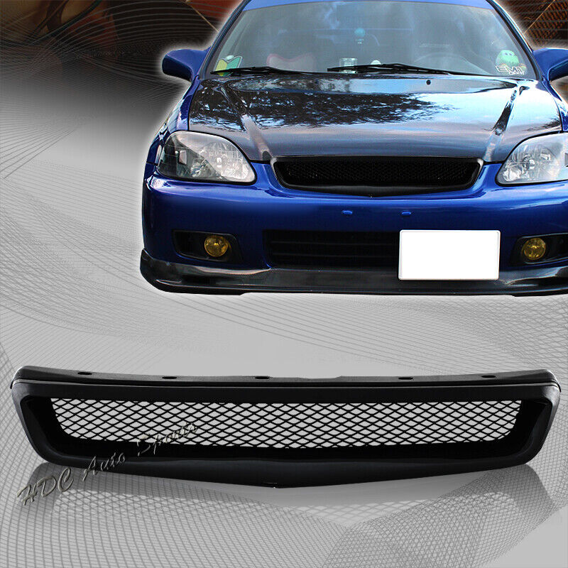 For 1999-2000 Honda Civic JDM Type R Black Mesh ABS Front Hood Grille Grill