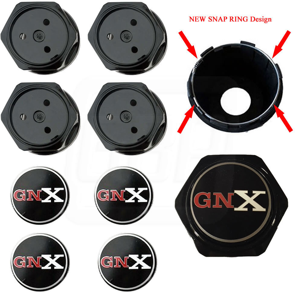 1987 GNX Grand National Wheel Center Caps Redesigned with SNAP RINGS - SET of 4