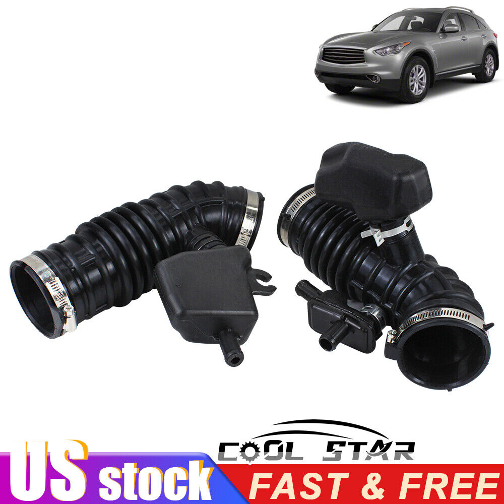 2 Air Cleaner Intake Hose Driver&Passenger Side Fit for Infiniti Fx35 2009-2012