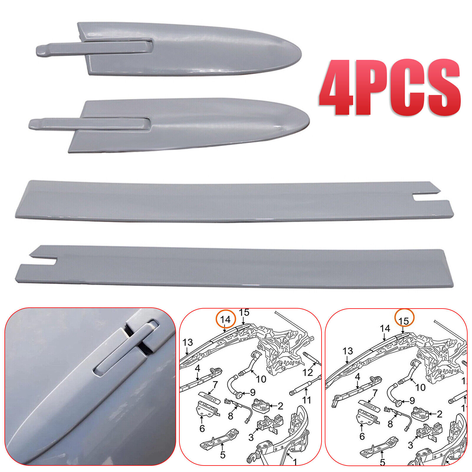 4Pcs Left + Right Convertible Roof Top Hinge Cover For BMW E93 335i M3 M4 F83