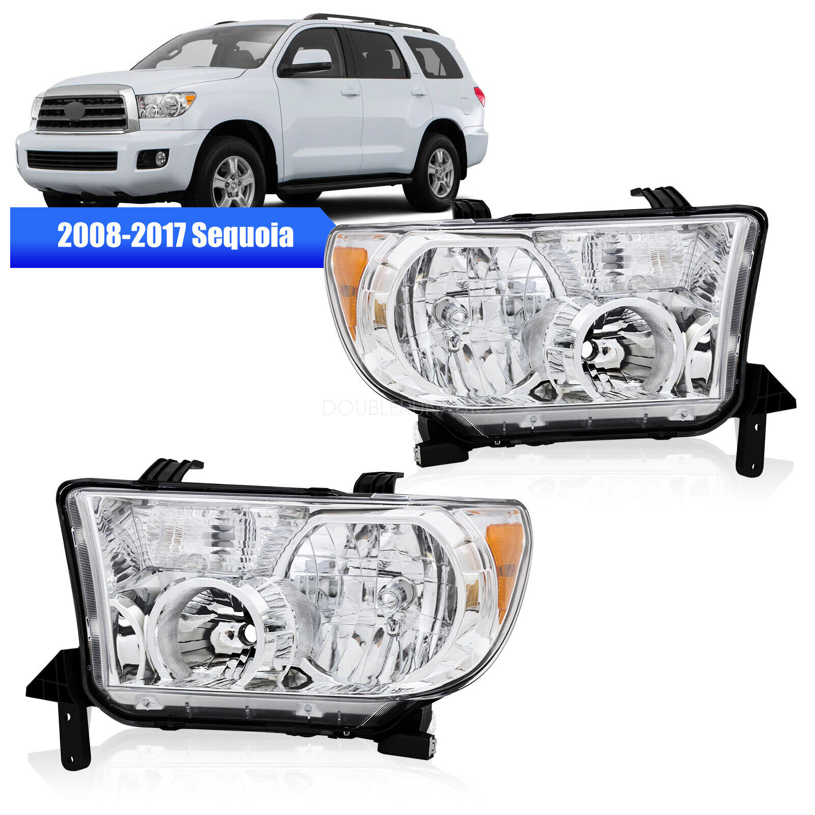 Headlights For 2007-2013 Toyota Tundra 2008-2017 Sequoia Clear Lens Right Left