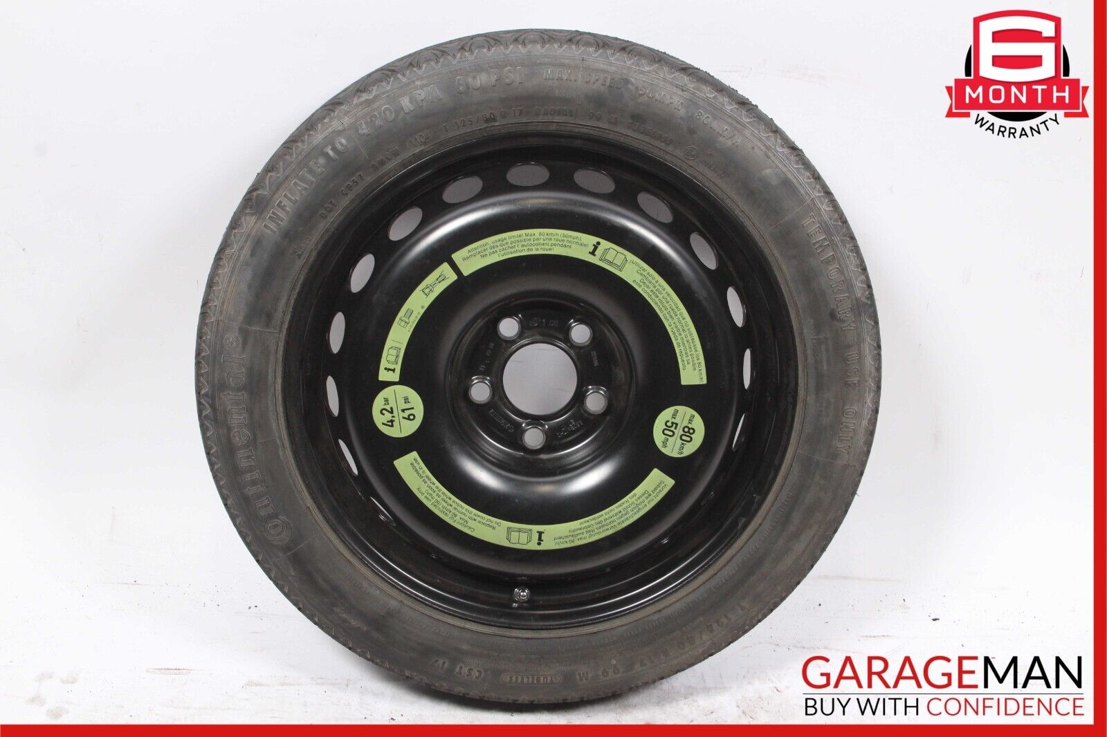 01-09 Mercedes W209 CLK550 C320 125 / 80 R17 Spare Emergency Wheel Tire Rim