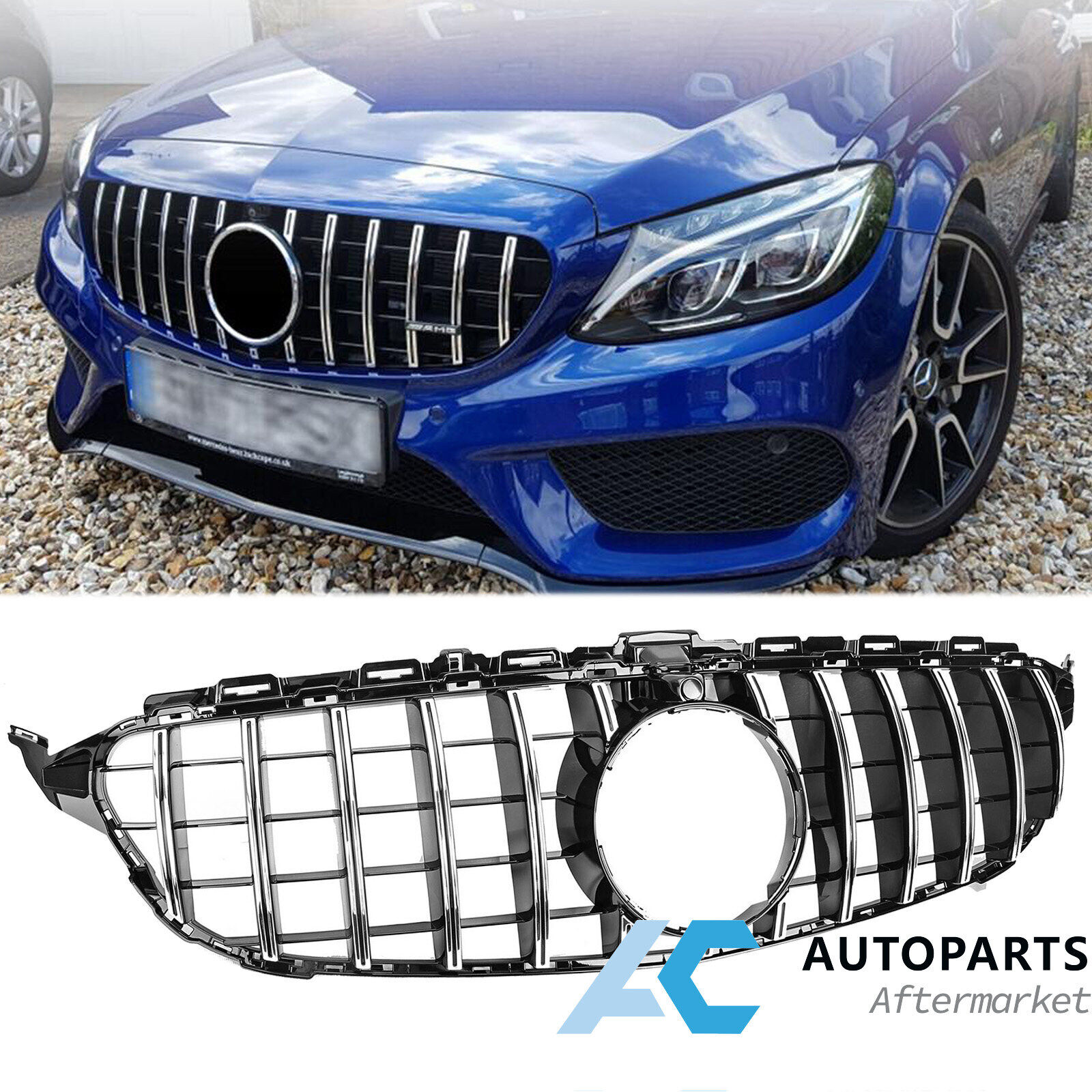 GT R AMG Style Grill Bumper Grille W/Camera for Mercedes Benz W205 C250 C300