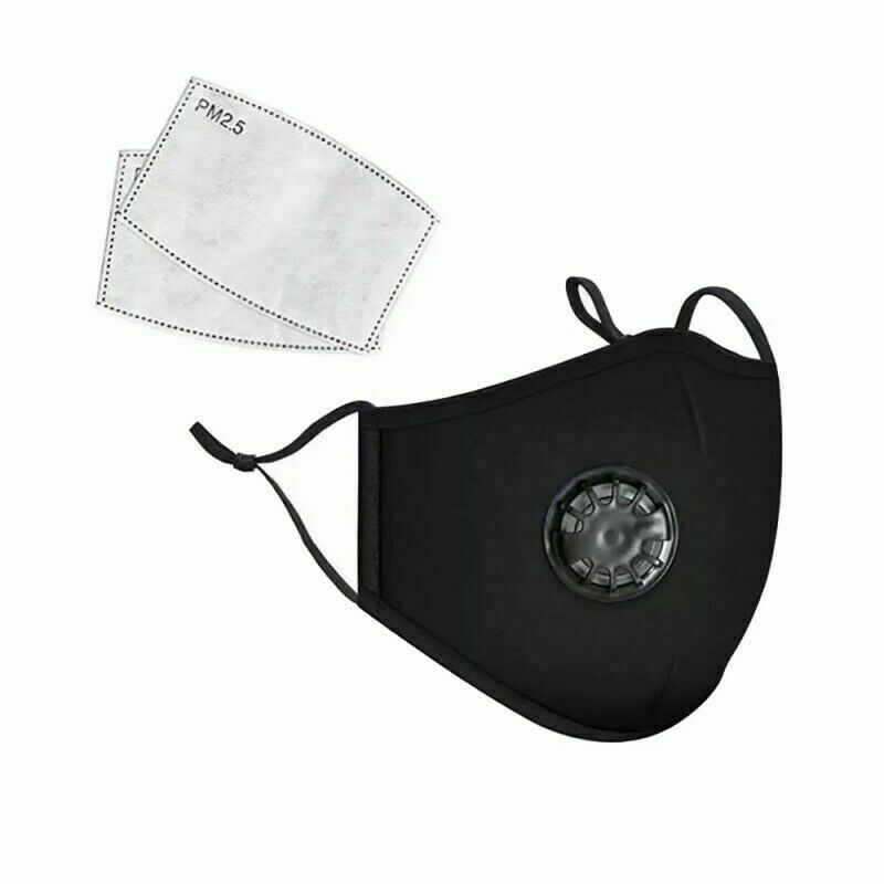 2 PCS BLACK FACE MASK WITH 4 PM2.5 FILTER ,SAME DAY SHIPPING 