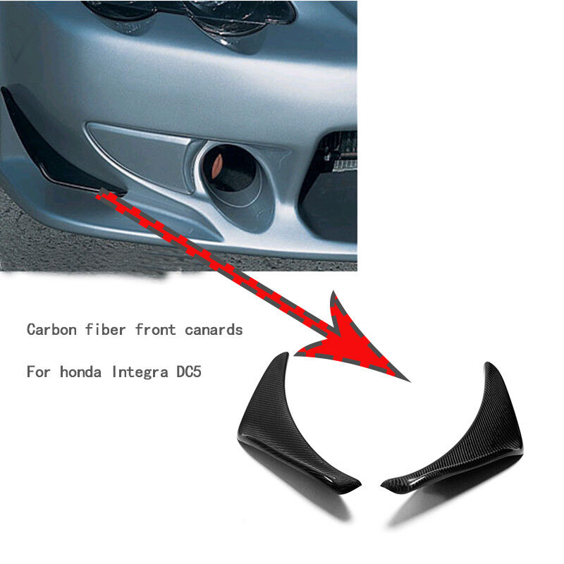 For 02-06 Honda Integra DC5 Acura RSX Carbon Fiber Front Bumper Canard Kits 2pcs