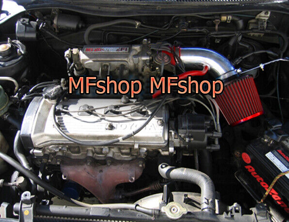 Red For 1992-1999 Toyota Paseo 1.5L L4 Air Intake System Kit + Filter