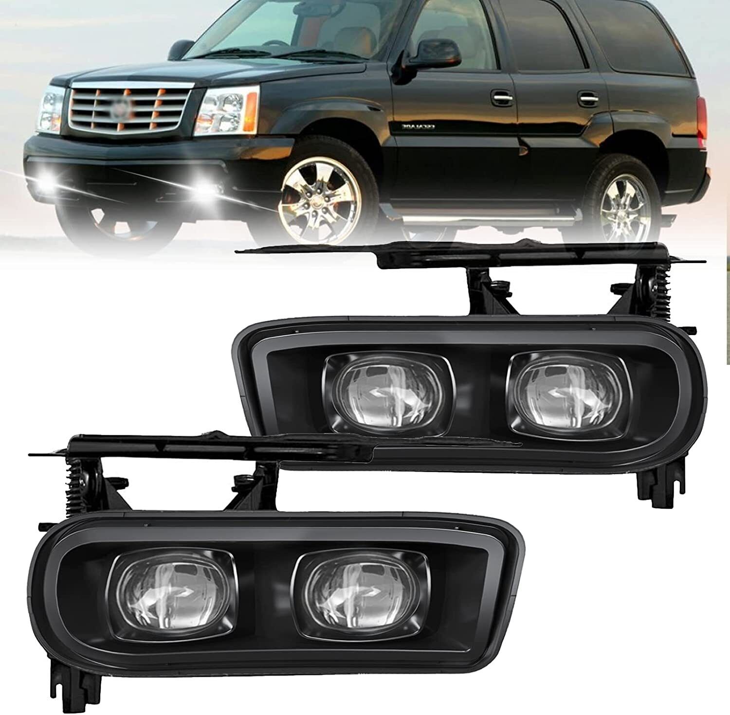 Pair For 2002-2006 Cadillac Escalade EXT ESV LED Fog Lights Front Bumper Lamps