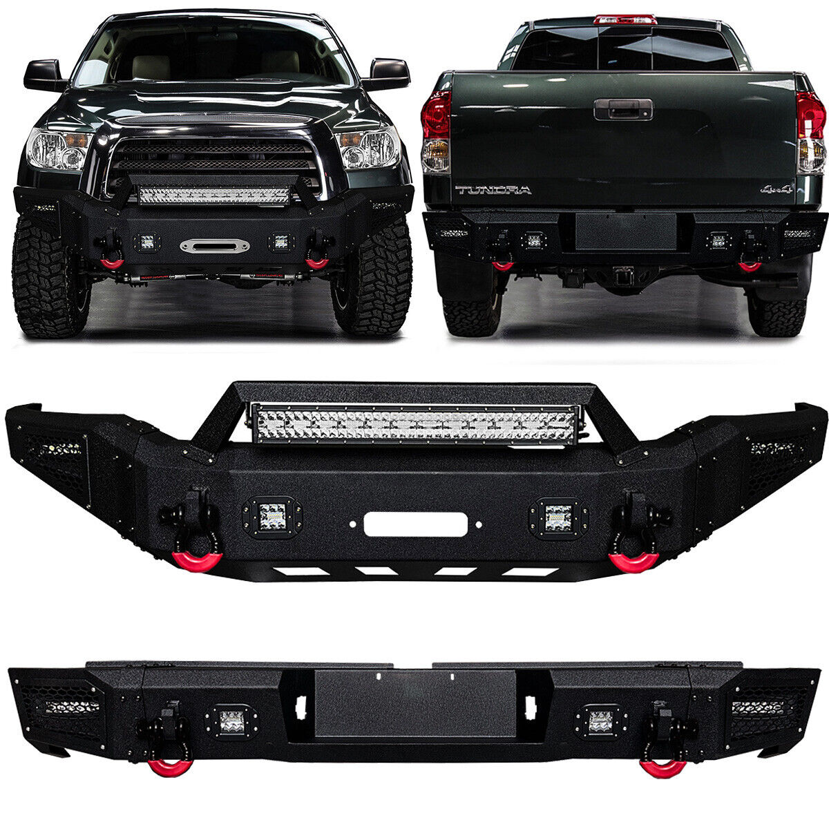 Vijay For 2007-2013 Tundra Fornt and Rear Bumper w/9xLED Lights and 4xD-Rings