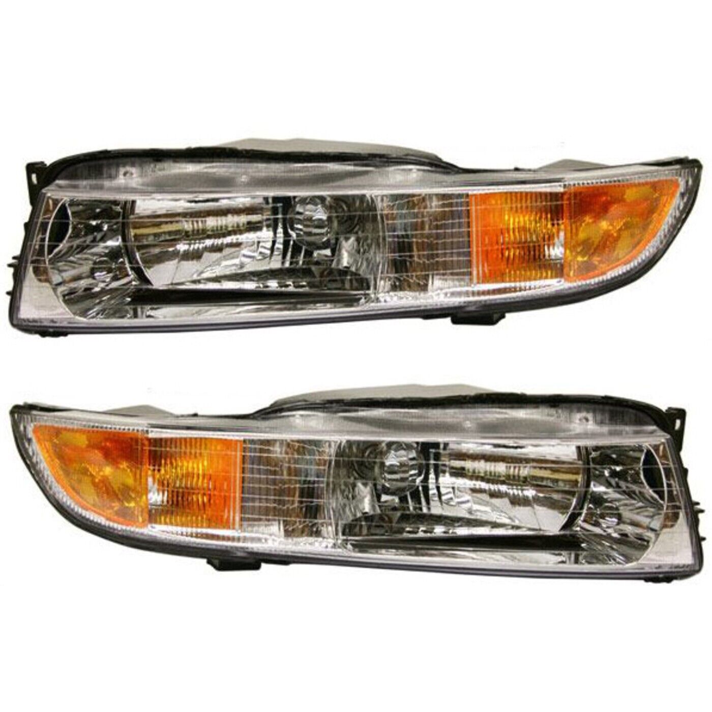 Composite Headlights Headlamps Combo Pair Set for 99-01 Mitsubishi Galant