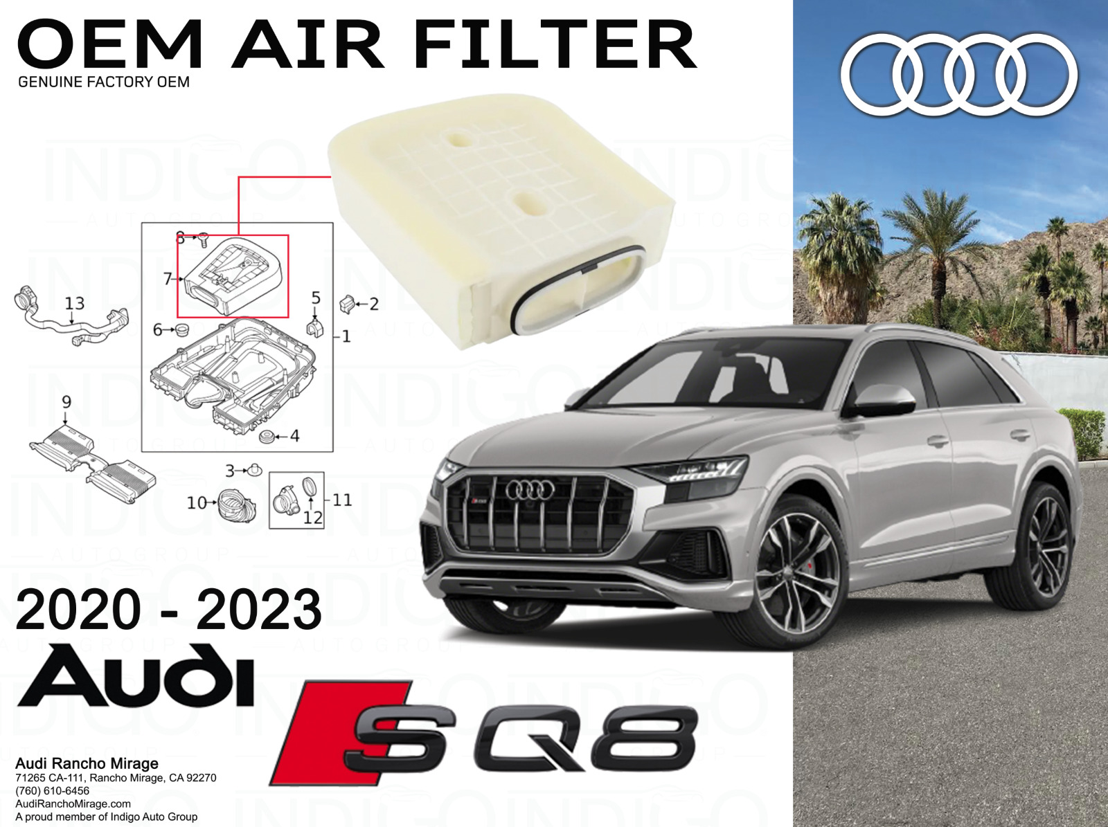 2020-2023 Genuine Audi SQ8 Factory OEM Air Filter 4M0-133-843-G