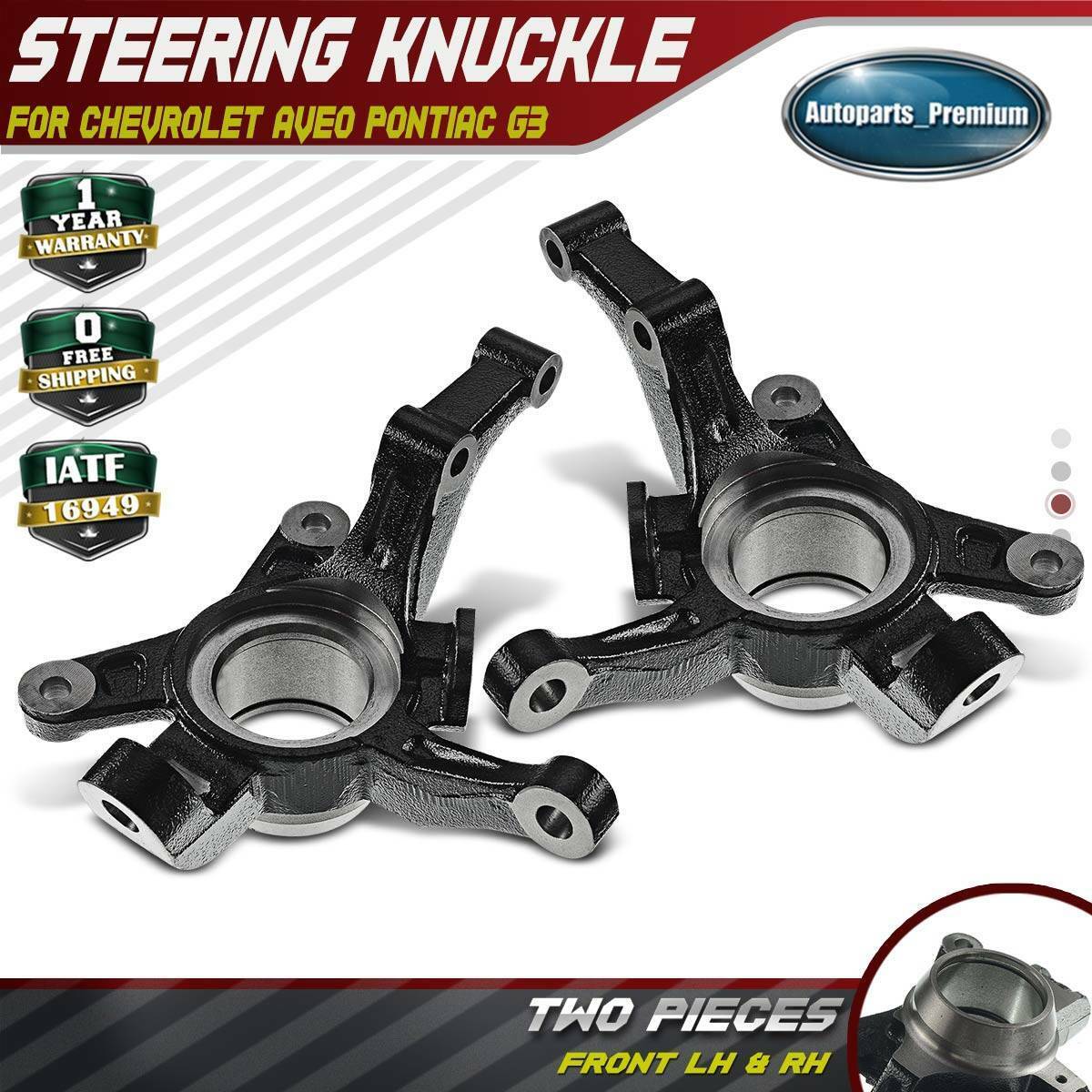 2x Steering Knuckle Front Left & Right for Chevrolet Aveo Aveo5 Pontiac G3 1.6L