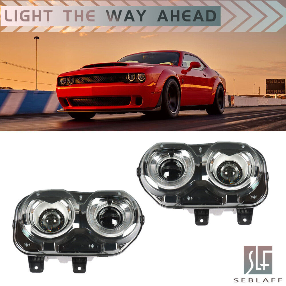 For 2015-2018 Dodge Challenger Headlights With LED DRL Black Housing Right&Left