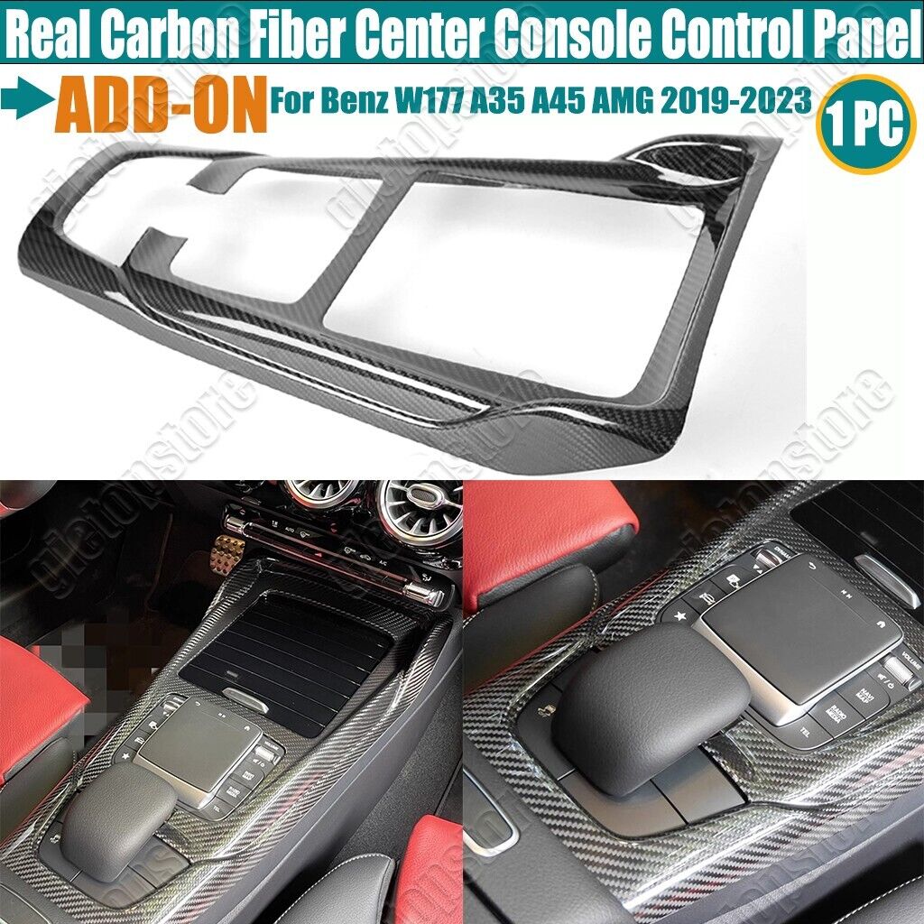 Real Carbon Fiber Center Console Cover Trim For Benz A-Class W177 A45 AMG 20-23