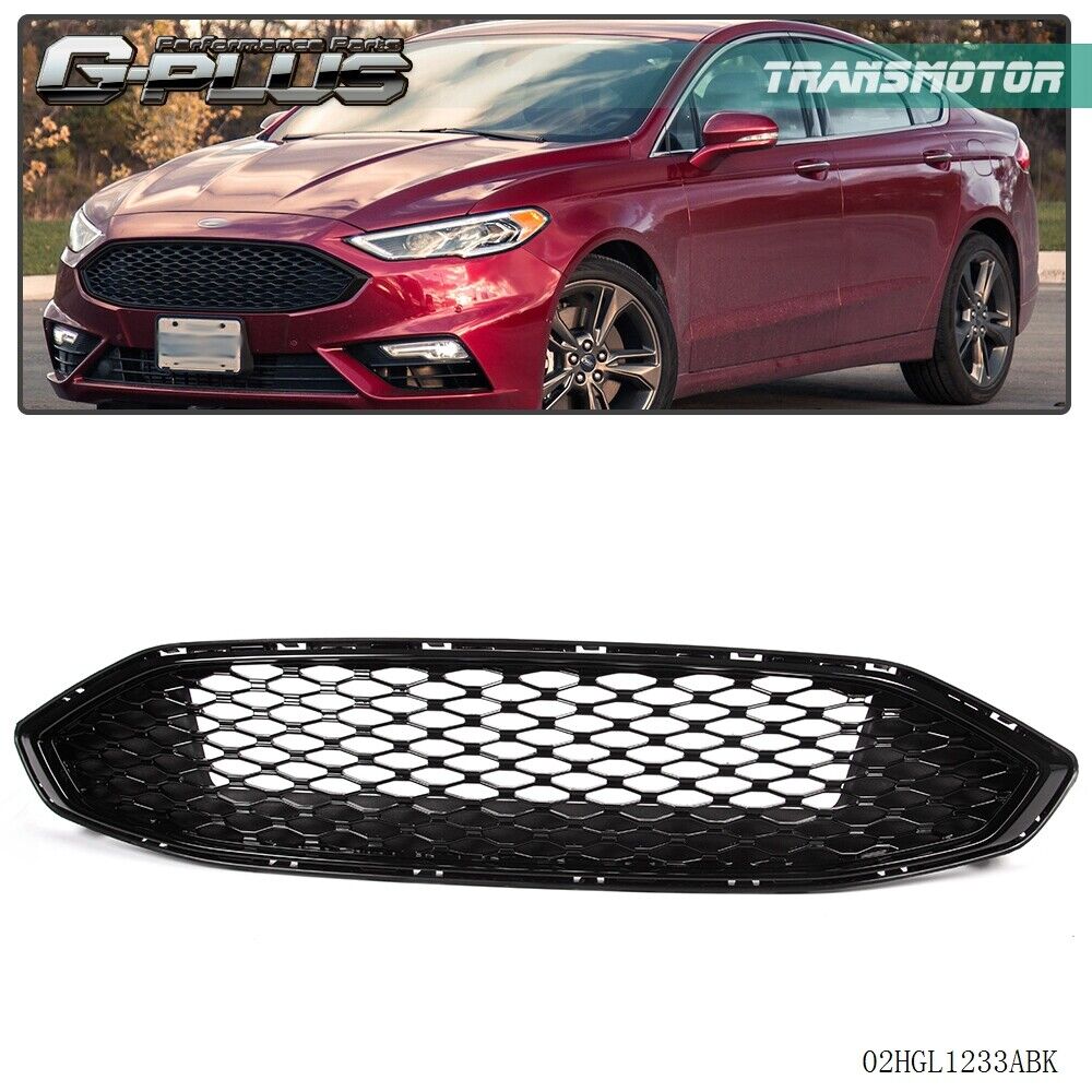 For Ford Fusion 2017 2018 Honeycomb Mesh Front Radiator Hood Upper Grille Black