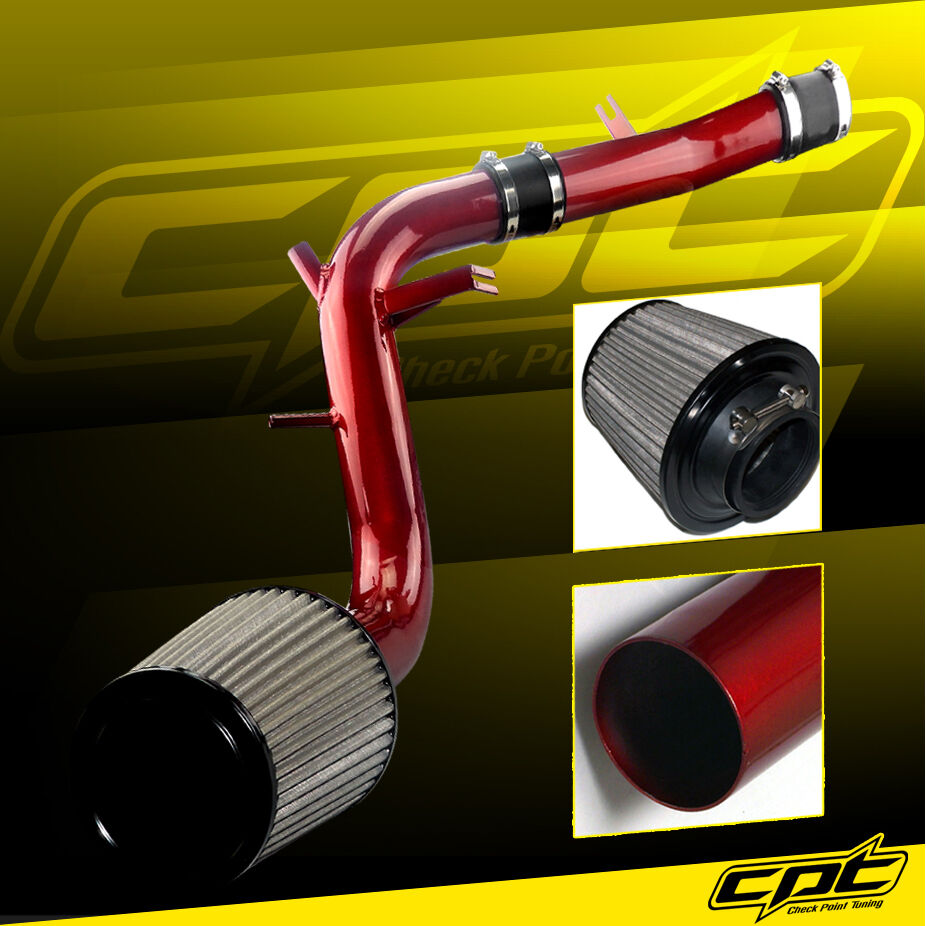 For 13-17 Veloster Turbo 1.6L 4cyl Red Cold Air Intake + Stainless Air Filter