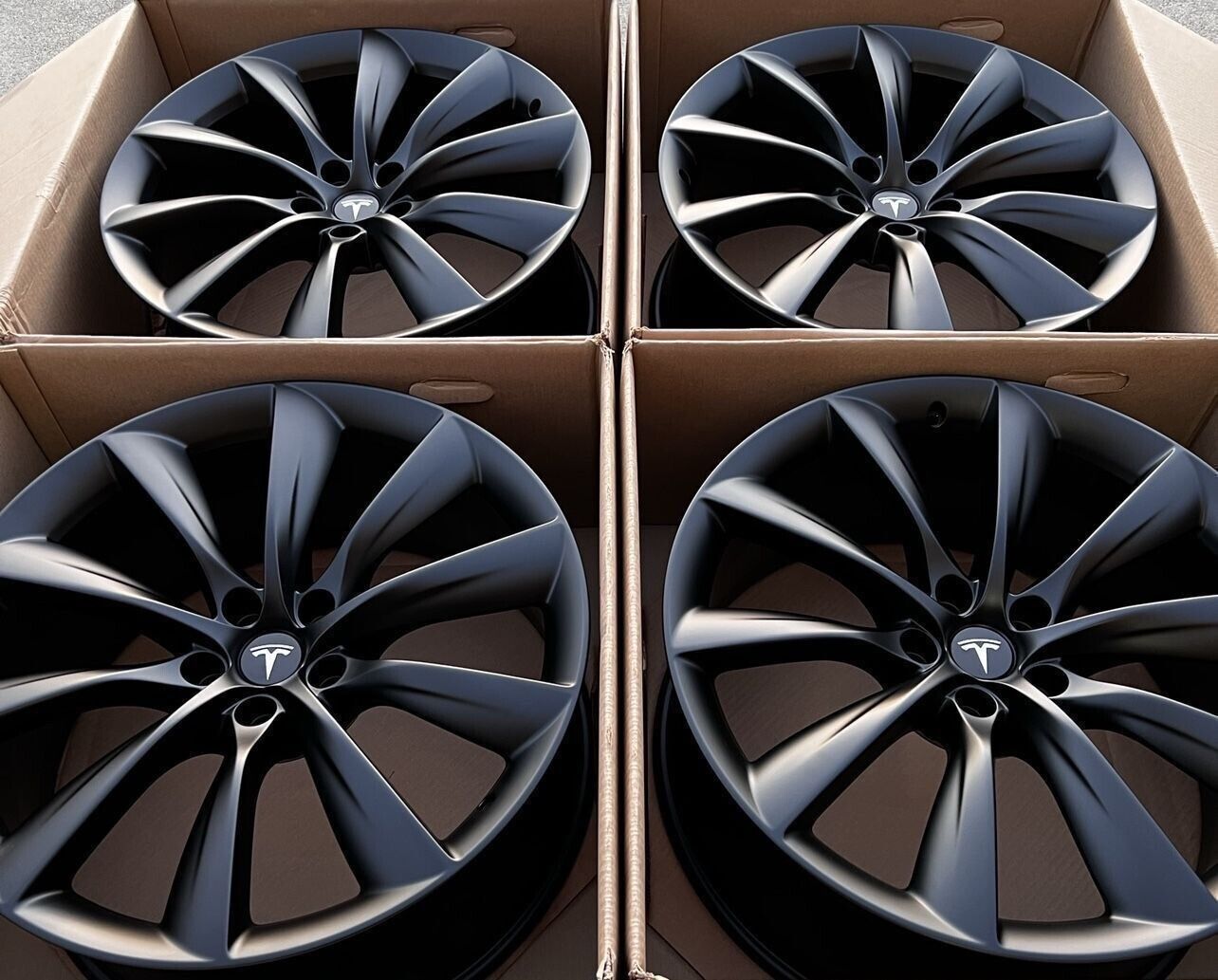 22” Tesla Model X Factory OEM Turbine Wheels Rims Satin Matte Black 2015-2023