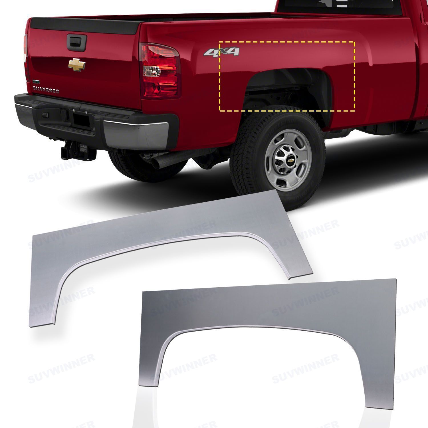 Upper Rear Wheel Arch Skin fits 07-14 Chevy Silverado pickup Pair