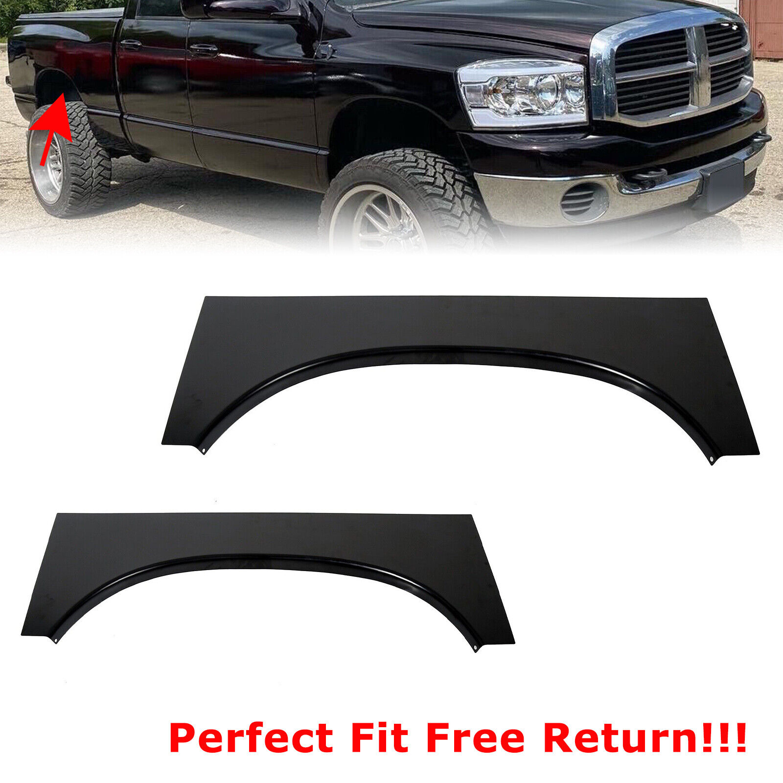 Pickup Bedside Patch Panel Wheel Arch Upper For 2002-2009 Dodge Ram New Pair