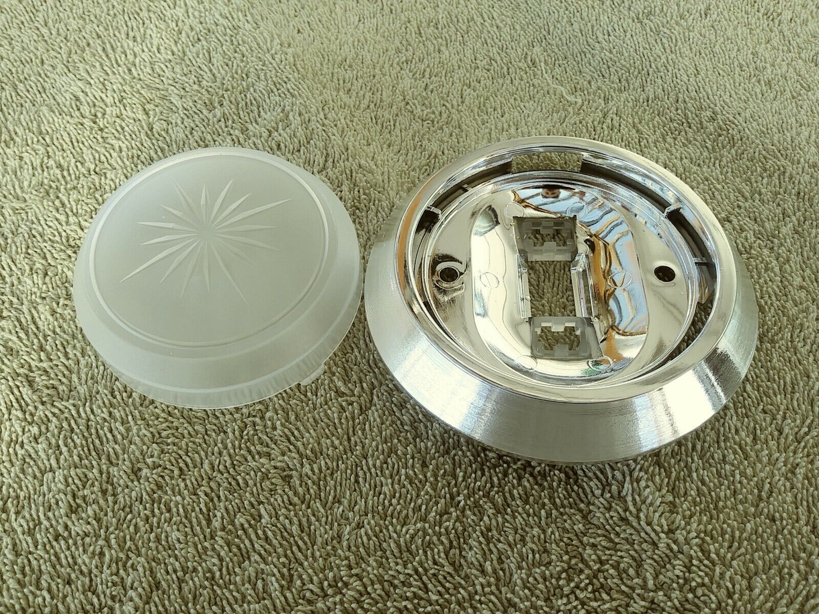 CHEVY II NOVA X BODY Dome Lamp Light Lens | Plastic Chrome Reflector Base - OER