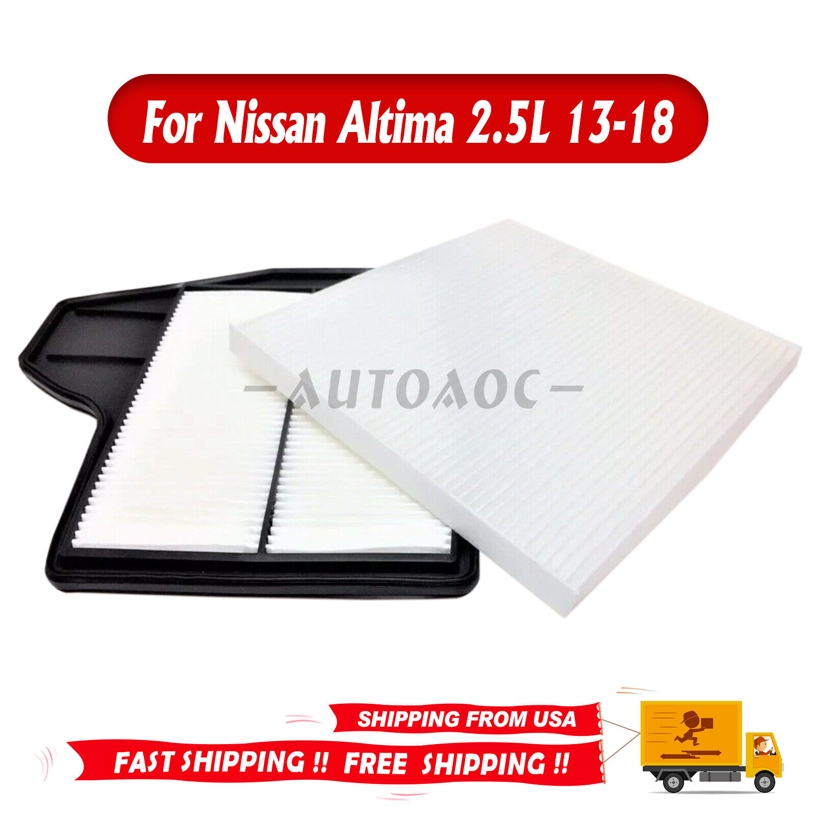 For Nissan Altima 2.5L 12 2013-2018 Combo Set Engine Air & Cabin Air Filter US