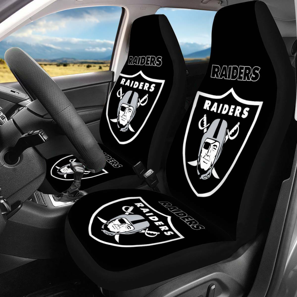 Las Vegas Raiders Car Seat Covers Universal Fit Pickup Auto Seat Protectors 2PCS