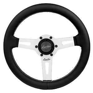 CLASSIC BLACK LEATHER SPORT STEERING WHEEL 315mm LUISI SHARAV 315 MADE IN ITALY