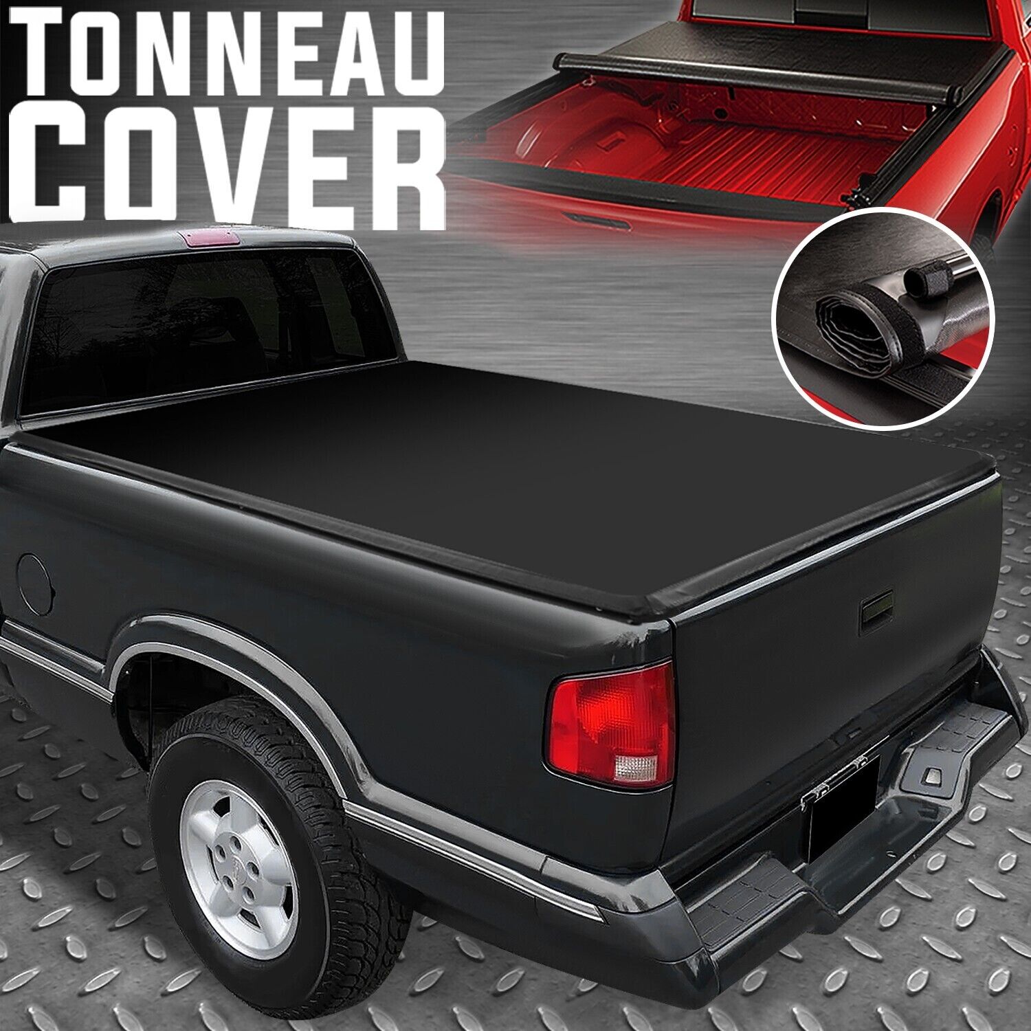 FOR 1994-2003 CHEVY S10/GMC SONOMA FLEETSIDE 6FT BED SOFT ROLL-UP TONNEAU COVER