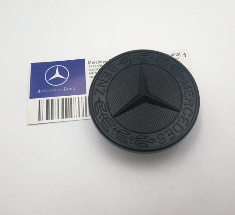 AMG Hood Emblem Matte Black Front Flat Laurel Wreath Badge for Mercedes 57mm