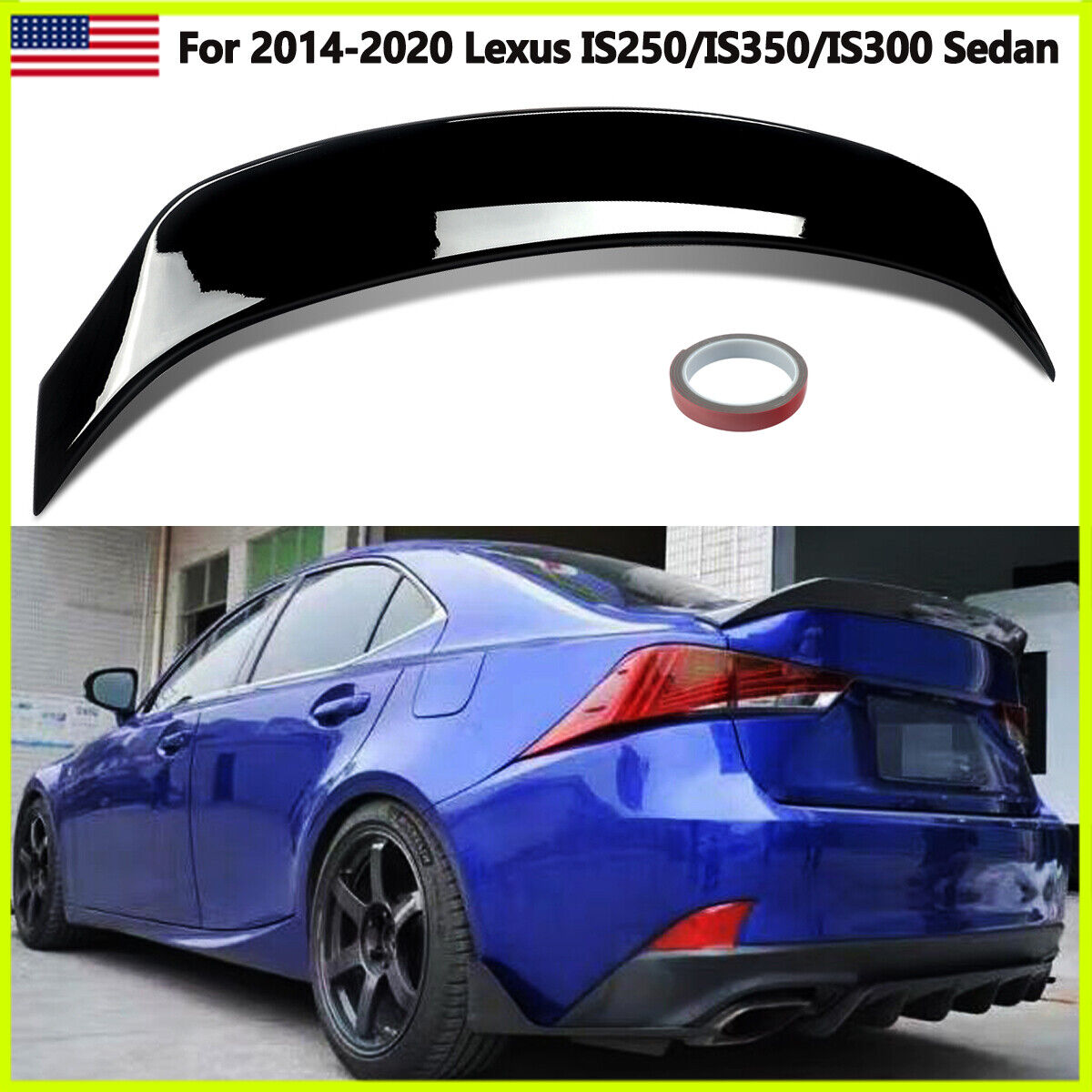 Glossy Black ABS Rear Trunk Spoiler Wing For 2014-2020 LEXUS IS200t IS250 IS350